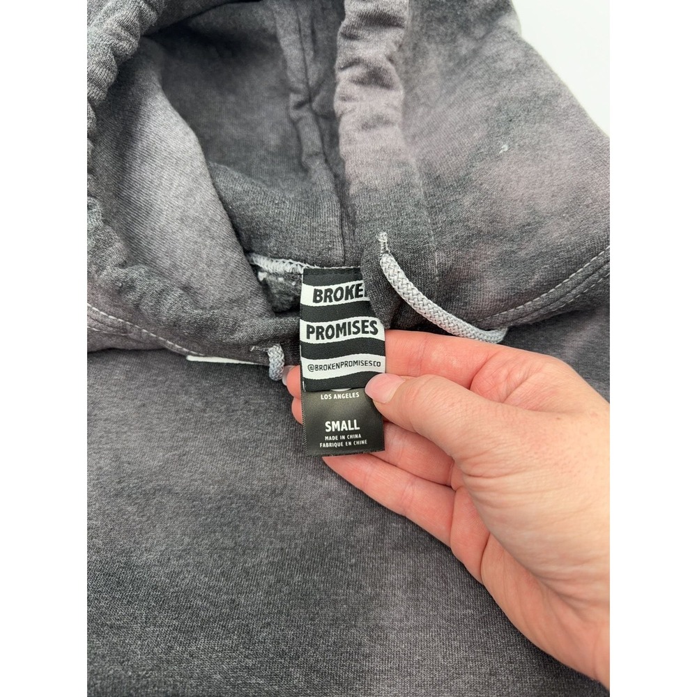 Broken Promises Same Offline Mineral Wash Hoodie Grey Small Streetwear Graphic - Picture 7 of 7